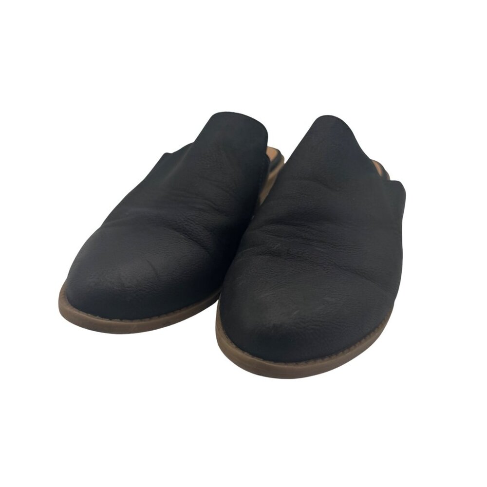 BC Footwear Black Mules Flats Slip On Shoes Size 7.5 Faux Leather